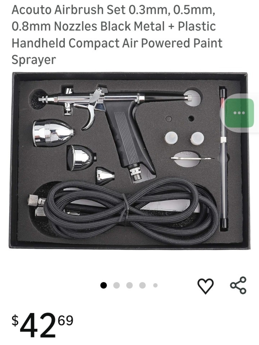 Airbrush Spray Gun Kit with Hoses and Nozzles - Silver & Black